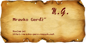 Mravko Gerő névjegykártya